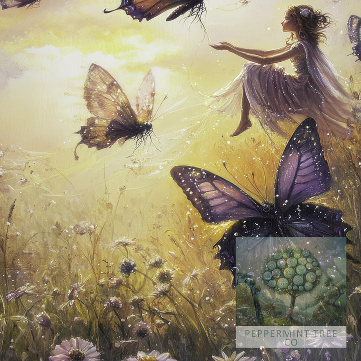Vintage Fairy Print | Butterfly Cottagecore Art, Enchanted Nature