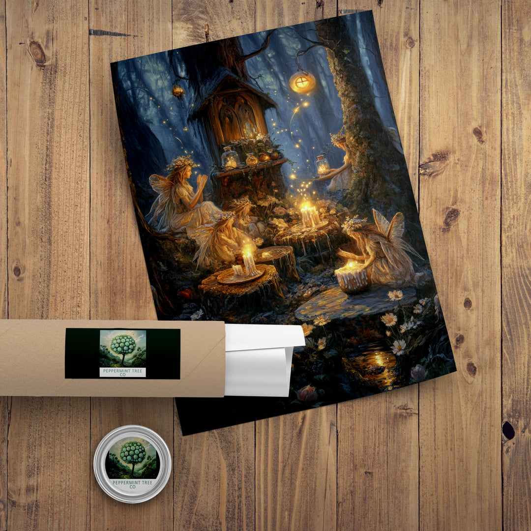 Candlelight Fairy Print: Vintage Cottagecore Fairytale Art