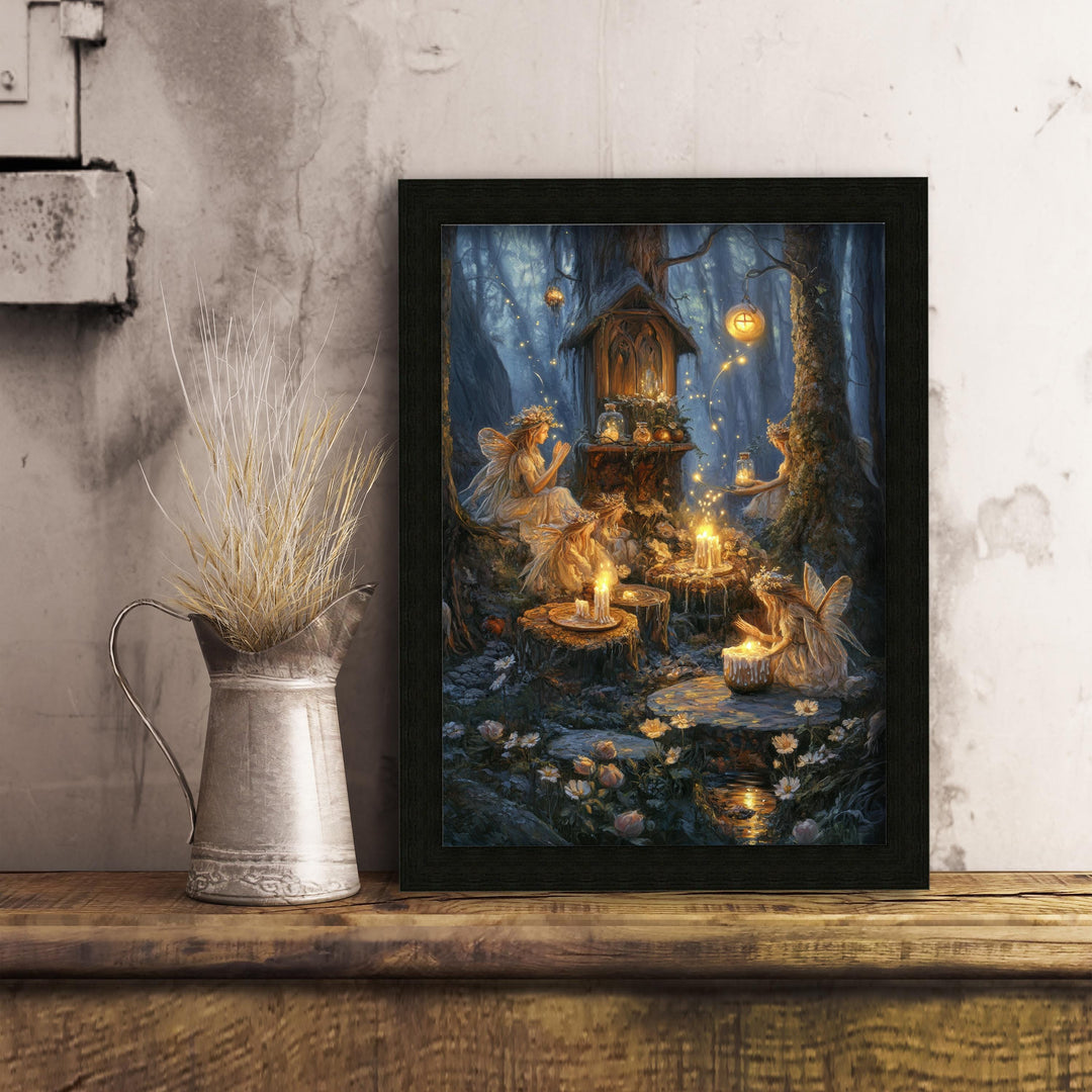 Candlelight Fairy Print: Vintage Cottagecore Fairytale Art