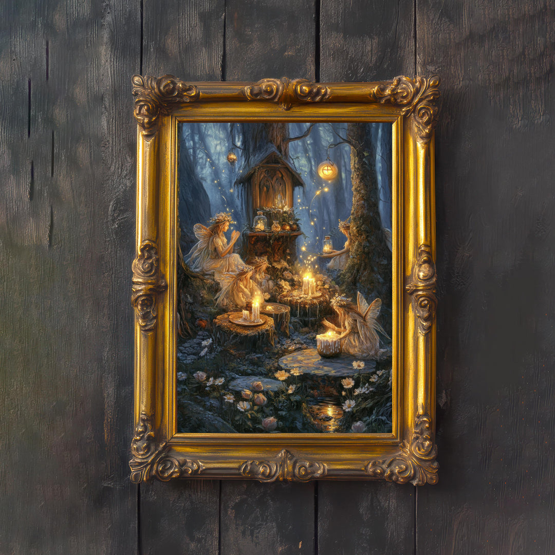 Candlelight Fairy Print: Vintage Cottagecore Fairytale Art