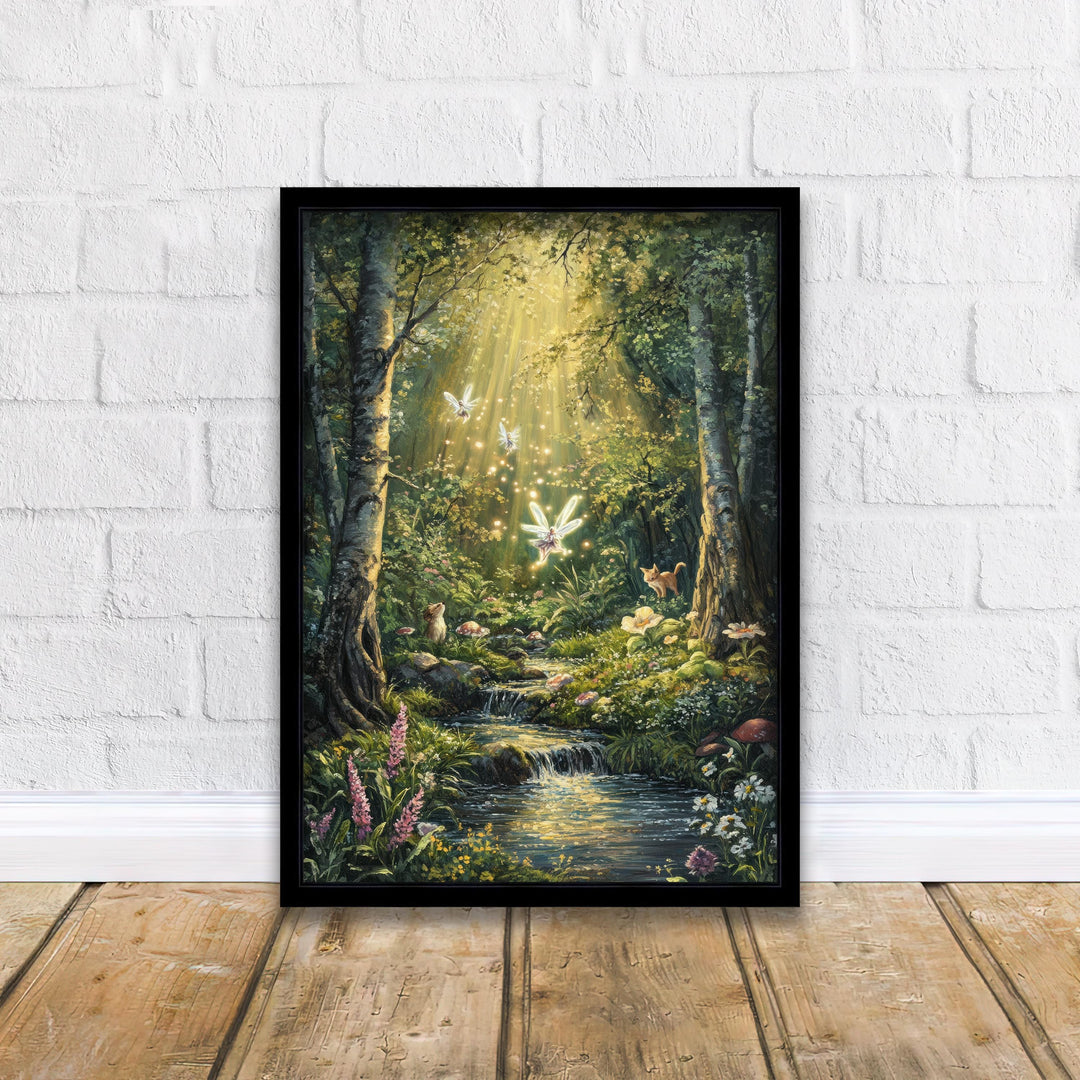 Giggling Fairies Print, Vintage Fairytale Cottagecore Art