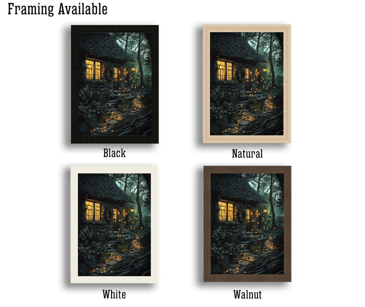 Lantern Fairies Cottage Print | Vintage Enchanted Forest Art
