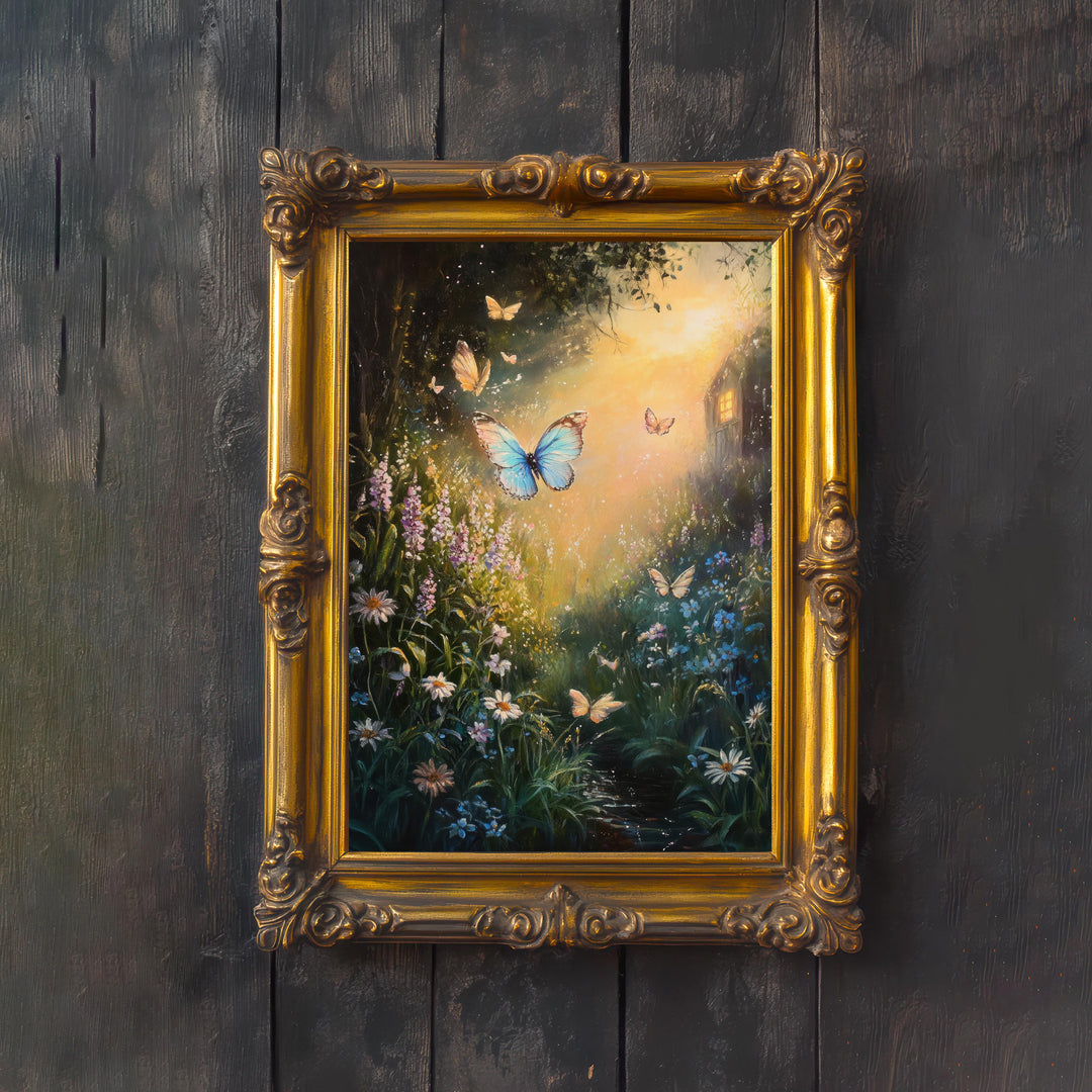 Butterfly Cottagecore Print: Vintage Nature Art, Dark Academia Decor