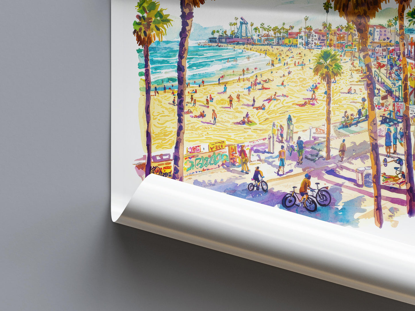 Venice Beach Watercolor Poster Venice Beach Travel Print California Wall Art Coastal Painting Venice Souvenir Decor