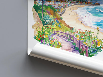 Santa Cruz Watercolor Poster Santa Cruz Travel Print California Wall Art Beach Painting Santa Cruz Souvenir Decor