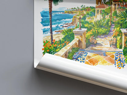 San Diego Watercolor Poster San Diego Travel Print California Wall Art Beach City Painting San Diego Souvenir Decor