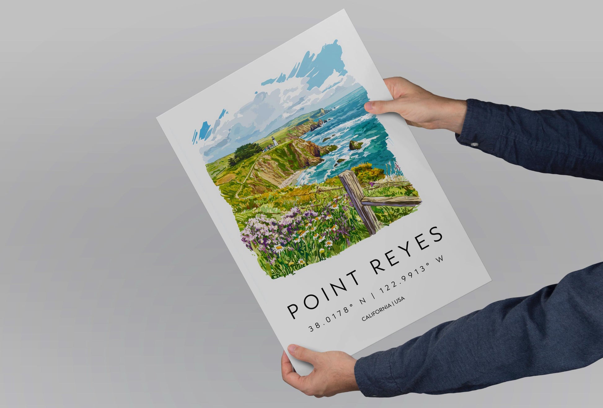 Point Reyes Watercolor Poster Point Reyes Travel Print California Wall Art Coast Painting Point Reyes Souvenir Decor
