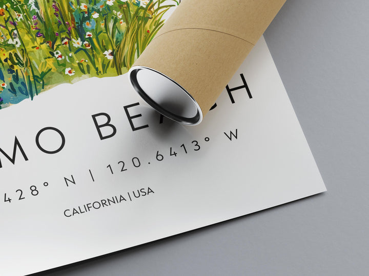 Pismo Beach Watercolor Poster Pismo Beach Travel Print California Wall Art Ocean Painting Pismo Beach Souvenir Decor