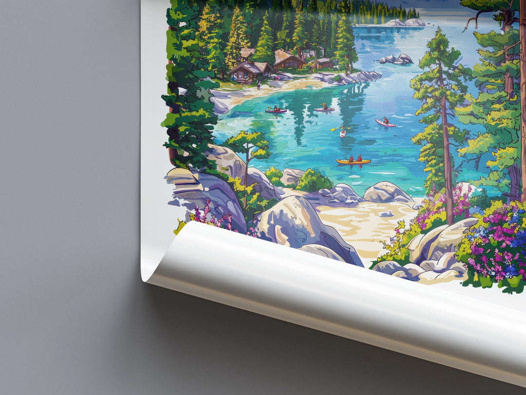 Lake Tahoe Watercolor Poster Lake Tahoe Travel Print California Wall Art Mountain Lake Painting Lake Tahoe Decor