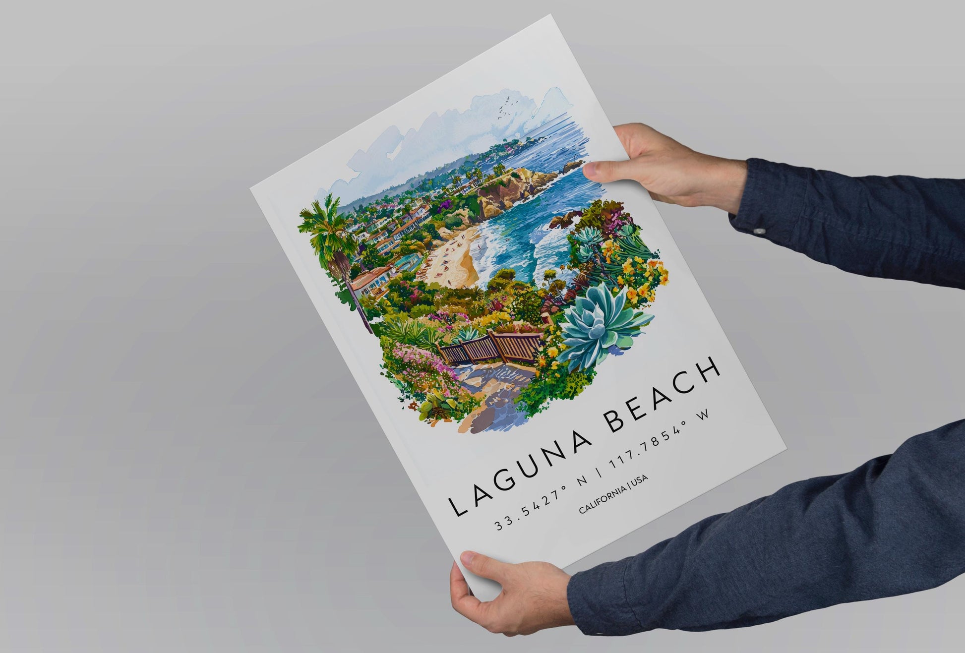 Laguna Beach Watercolor Poster Laguna Beach Travel Print California Wall Art Coastal Painting Laguna Decor