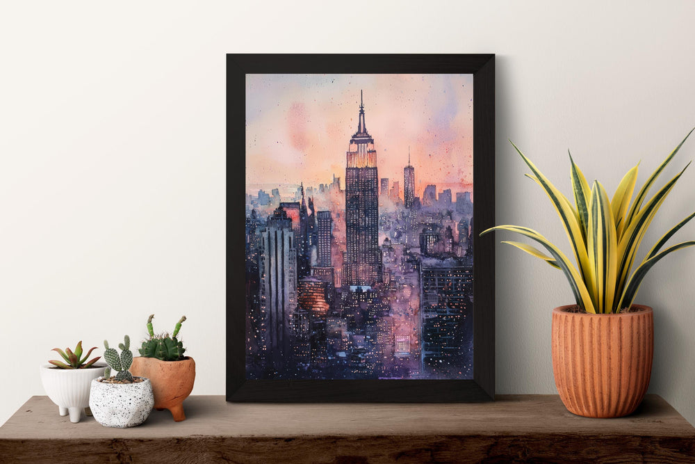 New York Watercolor Poster New York Travel Print New York Wall Art New York Cityscape Painting New York Souvenir USA Decor