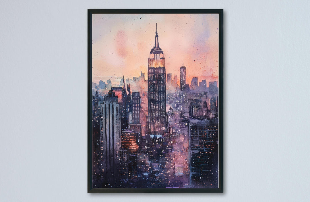 New York Watercolor Poster New York Travel Print New York Wall Art New York Cityscape Painting New York Souvenir USA Decor