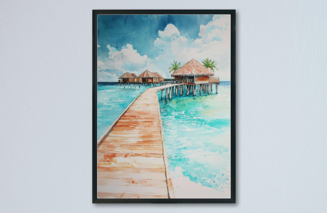 Maldives Watercolor Poster Maldives Travel Print Maldives Wall Art Maldives Island Painting Maldives Souvenir Tropical Decor