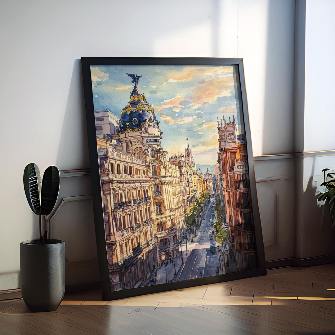 Madrid Watercolor Poster Madrid Travel Print Madrid Wall Art Madrid Cityscape Painting Madrid Souvenir Spain Decor