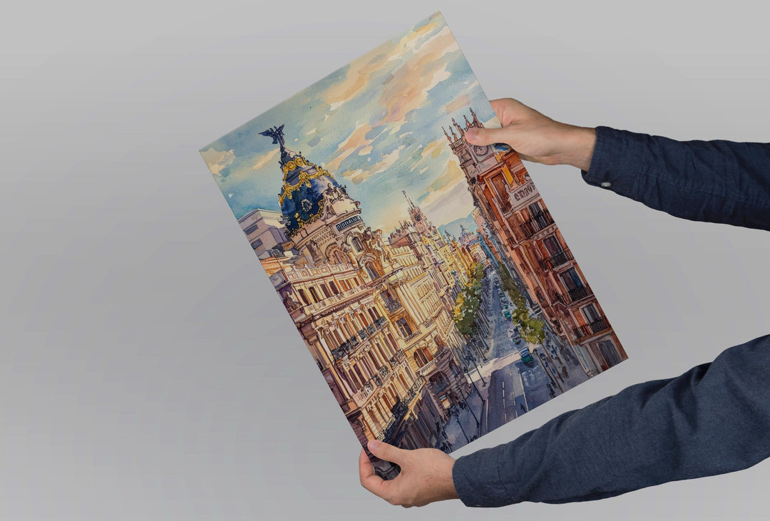 Madrid Watercolor Poster Madrid Travel Print Madrid Wall Art Madrid Cityscape Painting Madrid Souvenir Spain Decor