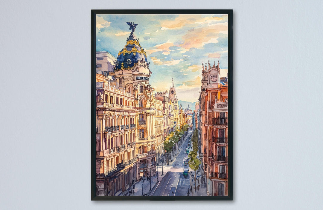 Madrid Watercolor Poster Madrid Travel Print Madrid Wall Art Madrid Cityscape Painting Madrid Souvenir Spain Decor