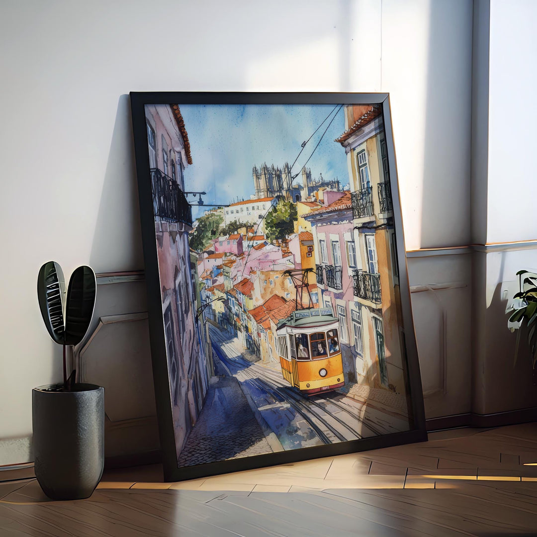 Lisbon Watercolor Poster Lisbon Travel Print Lisbon Wall Art Lisbon Cityscape Painting Lisbon Souvenir Portugal Decor