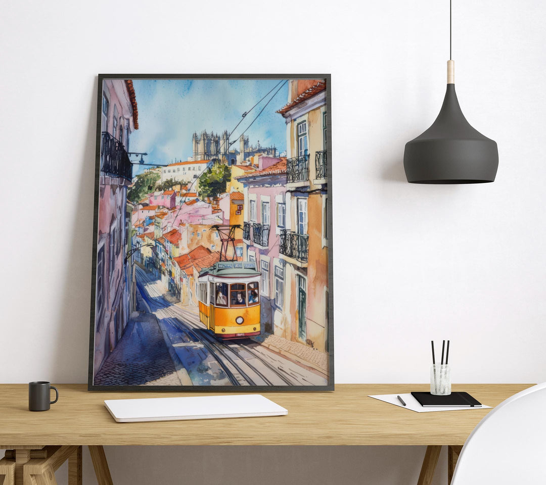 Lisbon Watercolor Poster Lisbon Travel Print Lisbon Wall Art Lisbon Cityscape Painting Lisbon Souvenir Portugal Decor