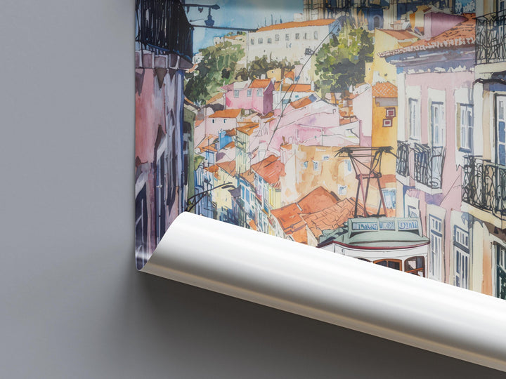 Lisbon Watercolor Poster Lisbon Travel Print Lisbon Wall Art Lisbon Cityscape Painting Lisbon Souvenir Portugal Decor