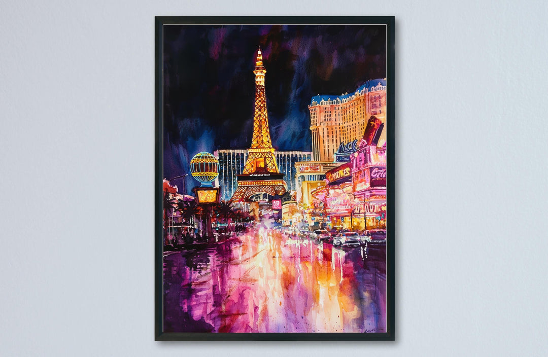 Las Vegas Watercolor Poster Las Vegas Travel Print Las Vegas Wall Art Las Vegas Cityscape Painting Las Vegas Souvenir USA Decor