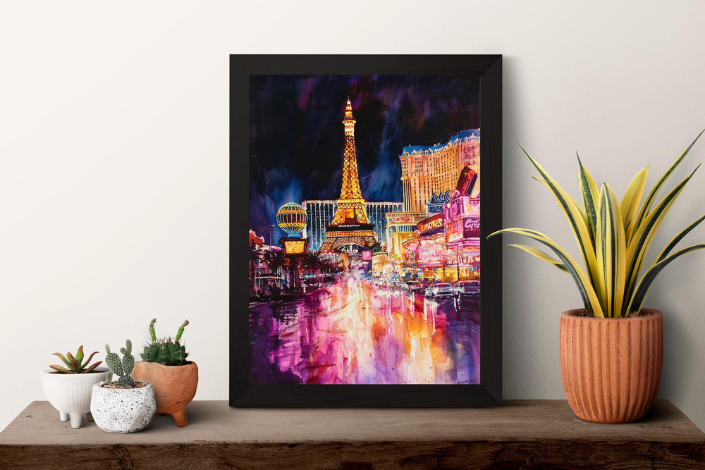Las Vegas Watercolor Poster Las Vegas Travel Print Las Vegas Wall Art Las Vegas Cityscape Painting Las Vegas Souvenir USA Decor