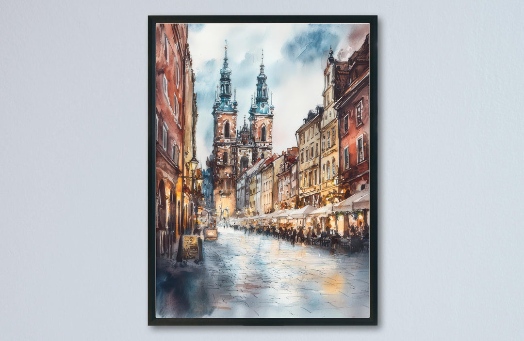 Krakow Watercolor Poster Krakow Travel Print Krakow Wall Art Krakow Cityscape Painting Krakow Souvenir Poland Decor