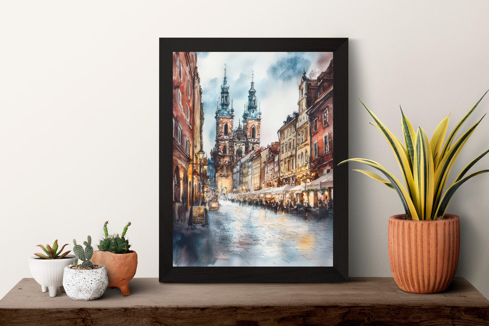 Krakow Watercolor Poster Krakow Travel Print Krakow Wall Art Krakow Cityscape Painting Krakow Souvenir Poland Decor