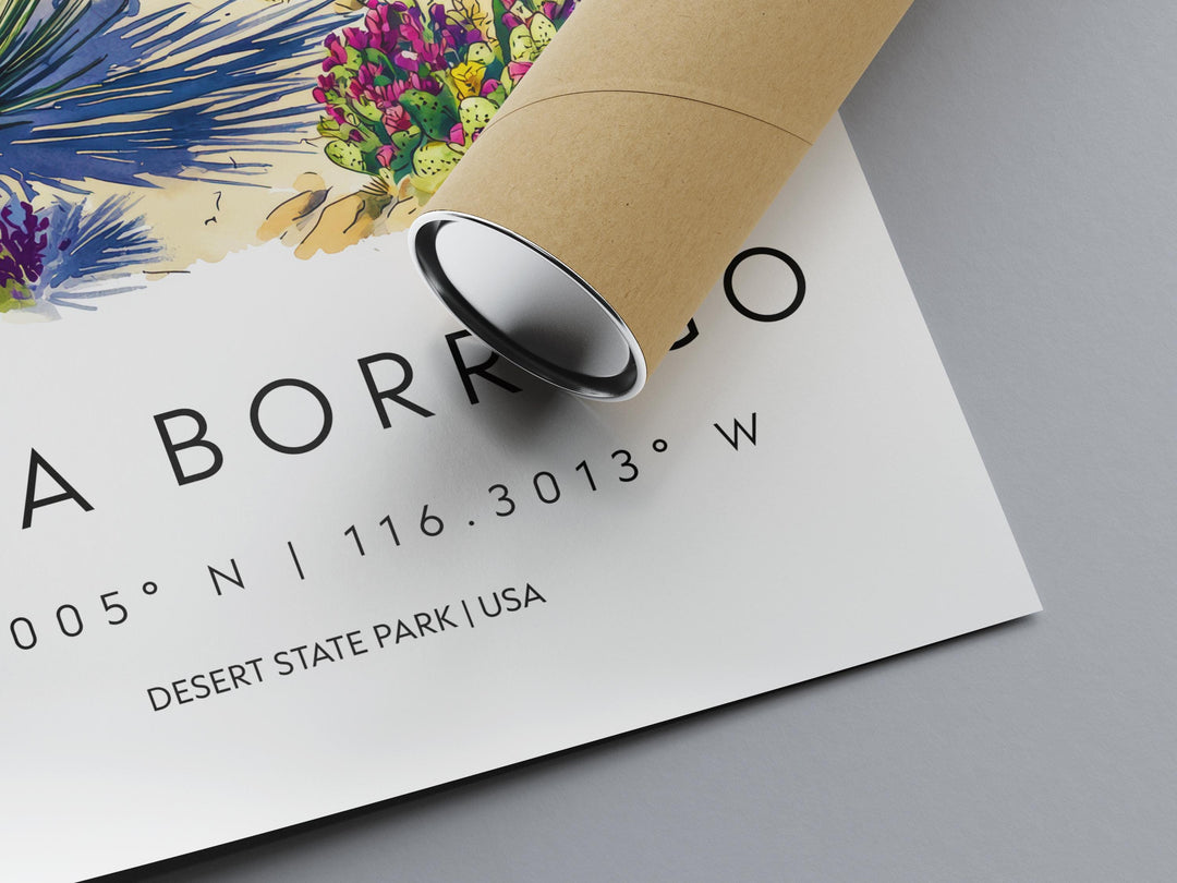 Anza-Borrego Watercolor Poster Anza-Borrego Travel Print Desert Wall Art California Park Painting Borrego Decor