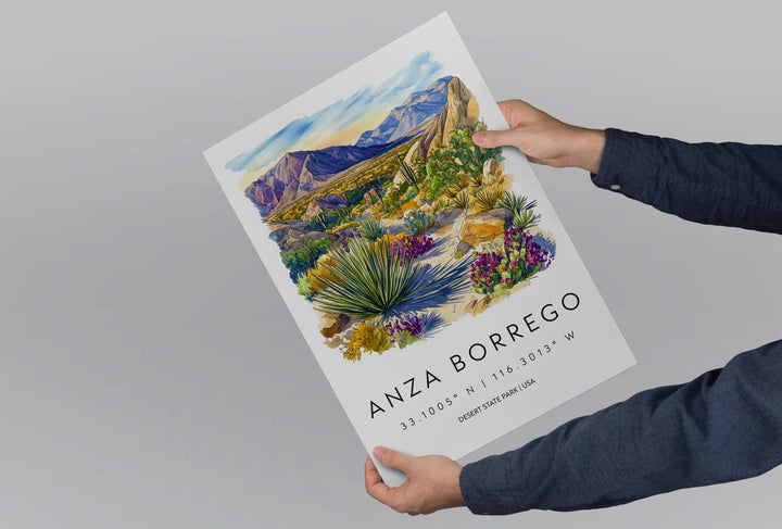 Anza-Borrego Watercolor Poster Anza-Borrego Travel Print Desert Wall Art California Park Painting Borrego Decor