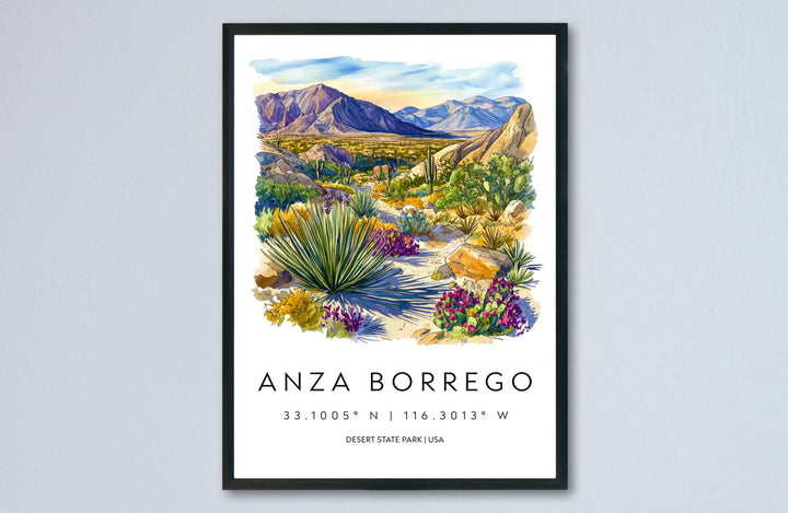 Anza-Borrego Watercolor Poster Anza-Borrego Travel Print Desert Wall Art California Park Painting Borrego Decor