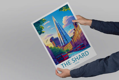 The Shard Travel Poster London Wall Art Modern Landmark Print Cityscape Illustration London Skyline Decor Shard Gift Souvenir Scene