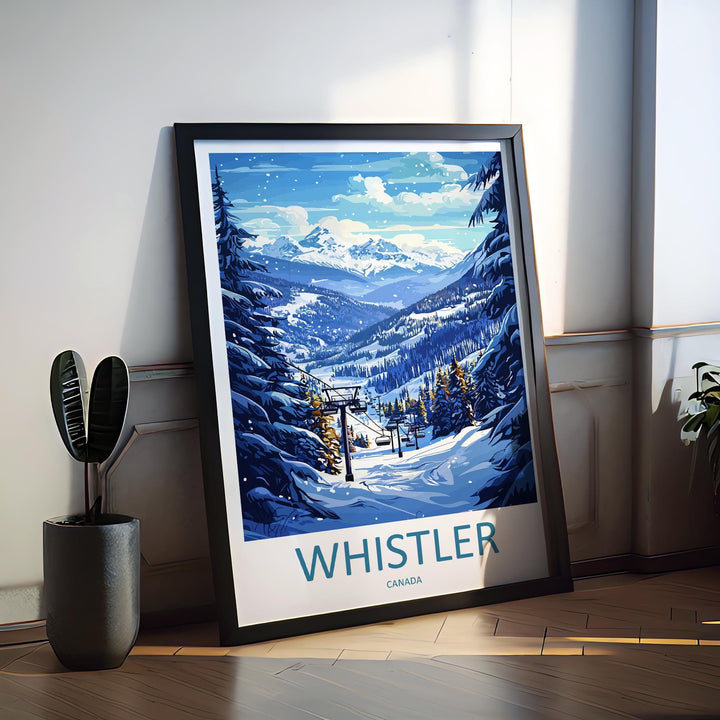 Whistler Travel Poster Canada Wall Art Mountain Resort Print Alpine Landscape Illustration Ski Town Decor Whistler Gift Souvenir