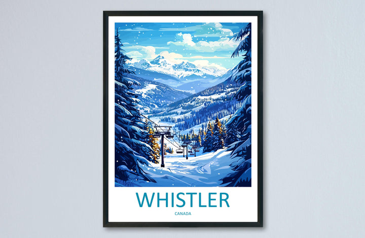 Whistler Travel Poster Canada Wall Art Mountain Resort Print Alpine Landscape Illustration Ski Town Decor Whistler Gift Souvenir