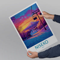 Niseko Travel Poster Japan Wall Art Mountain Resort Print Snowy Landscape Illustration Hokkaido Decor Niseko Gift Souvenir Scene