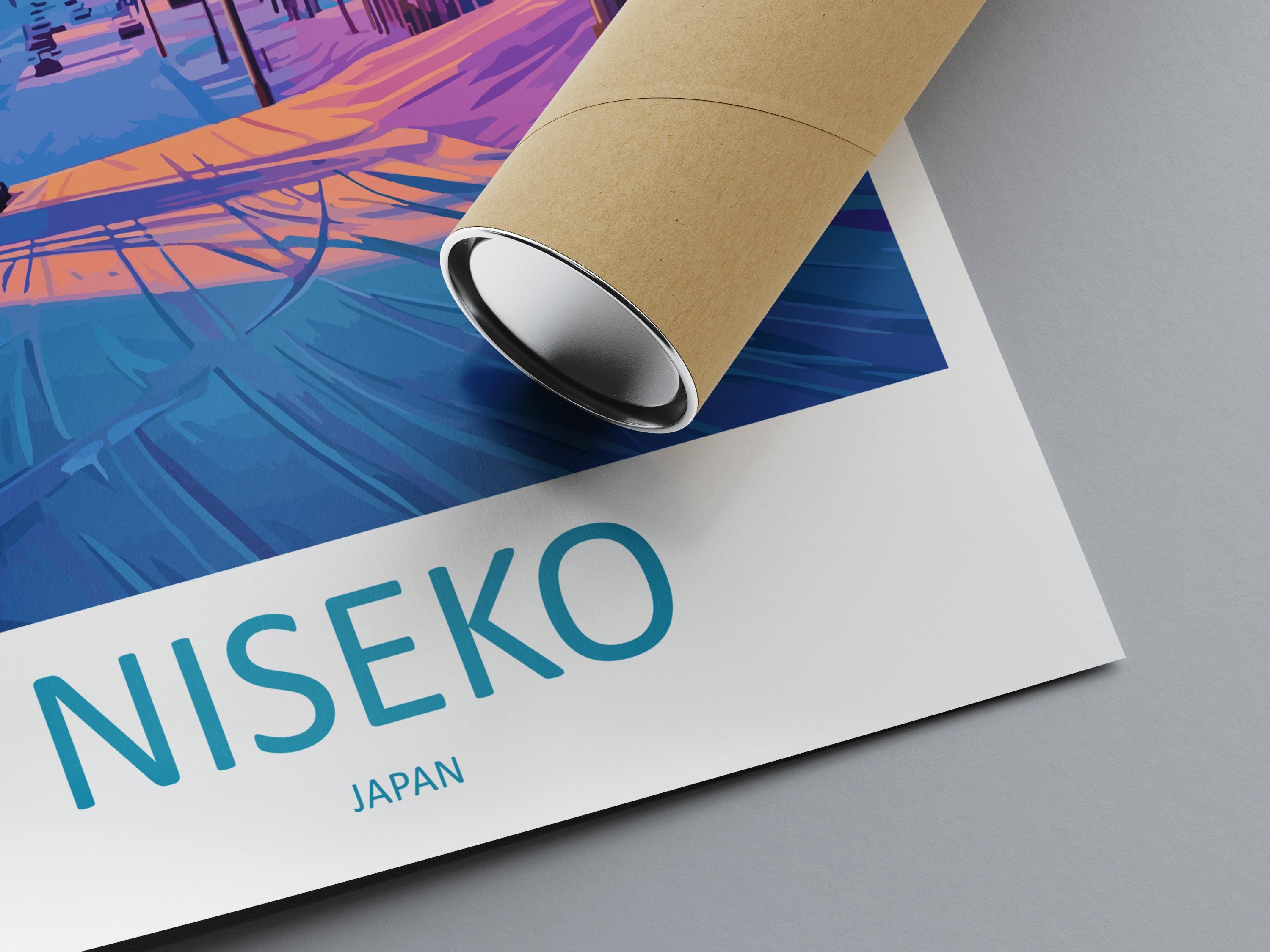 Niseko Travel Poster Japan Wall Art Mountain Resort Print Snowy Landscape Illustration Hokkaido Decor Niseko Gift Souvenir Scene