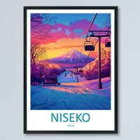 Niseko Travel Poster Japan Wall Art Mountain Resort Print Snowy Landscape Illustration Hokkaido Decor Niseko Gift Souvenir Scene