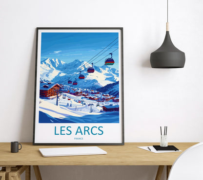 Les Arcs Travel Poster France Wall Art Ski Resort Print Alpine Mountain Illustration Snowy Landscape Decor Les Arcs Gift Souvenir