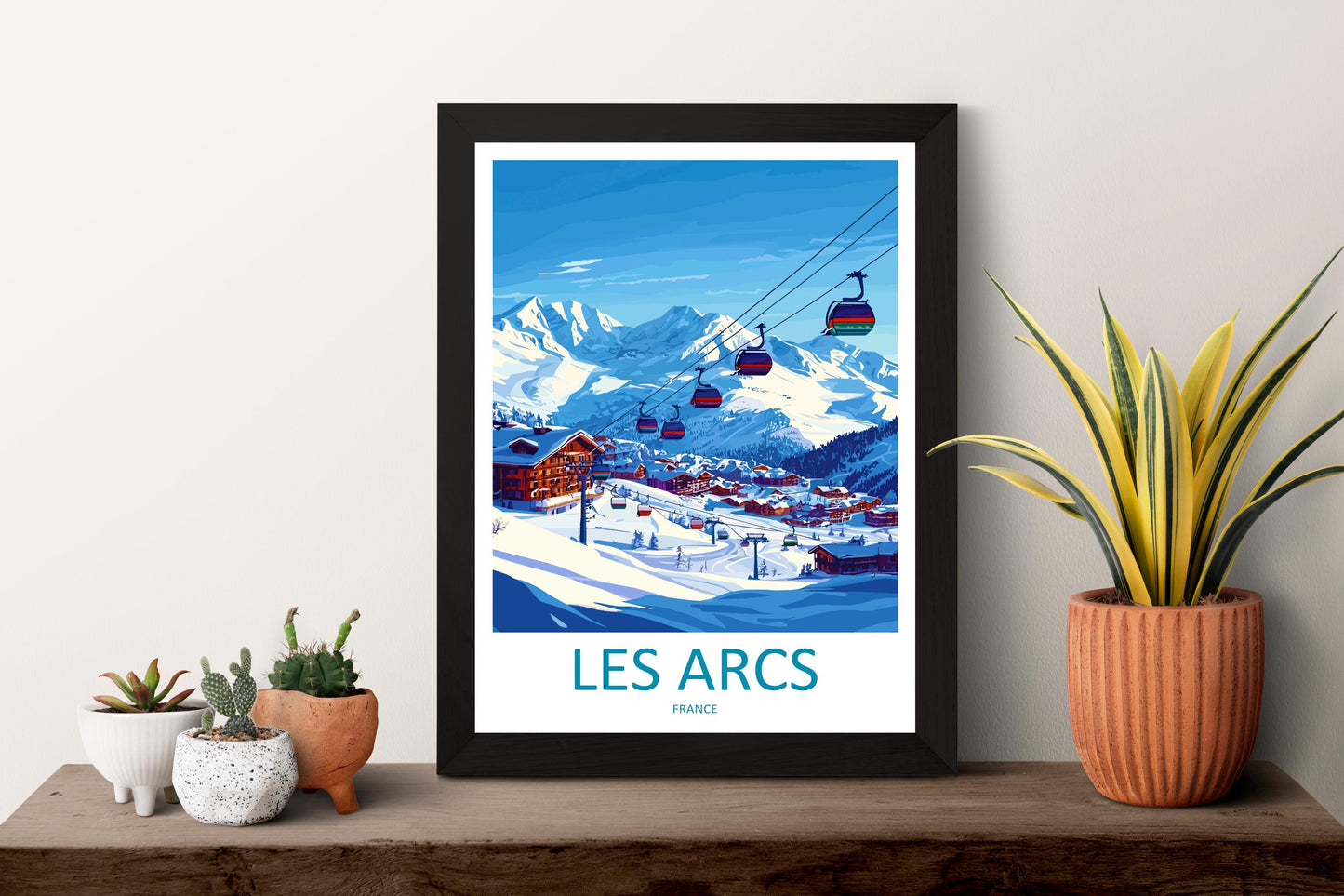 Les Arcs Travel Poster France Wall Art Ski Resort Print Alpine Mountain Illustration Snowy Landscape Decor Les Arcs Gift Souvenir