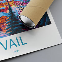 Vail Travel Poster Colorado Wall Art Ski Resort Print Mountain Village Illustration Snowy Landscape Decor Vail Gift Souvenir Scene