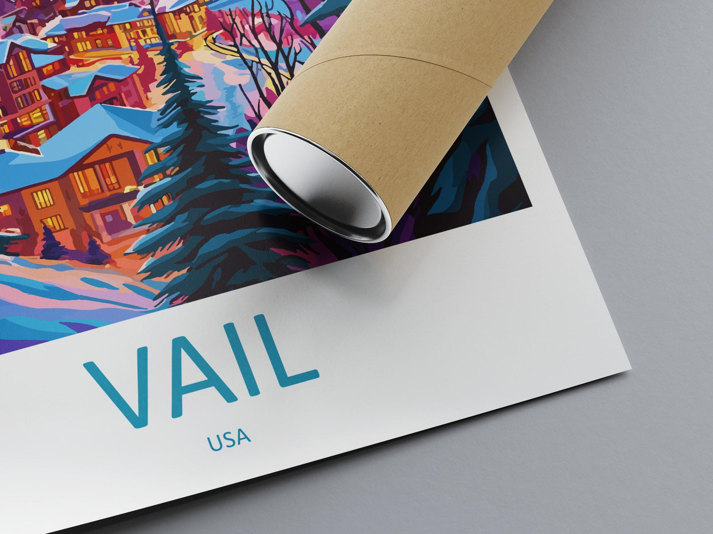 Vail Travel Poster Colorado Wall Art Ski Resort Print Mountain Village Illustration Snowy Landscape Decor Vail Gift Souvenir Scene
