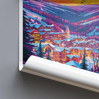 Vail Travel Poster Colorado Wall Art Ski Resort Print Mountain Village Illustration Snowy Landscape Decor Vail Gift Souvenir Scene