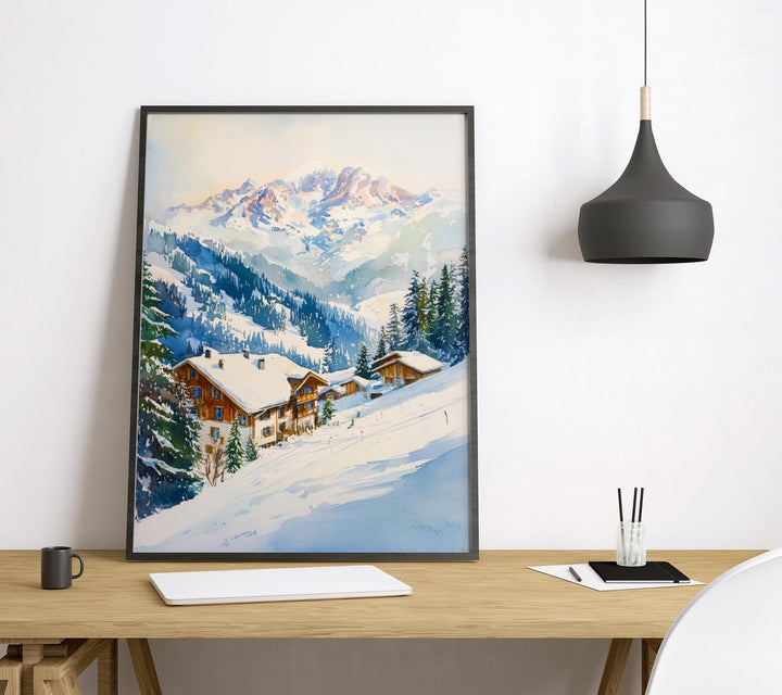 St Anton Watercolor Poster St Anton Travel Print St Anton Austria Art St Anton Ski Decor St Anton Wall Art