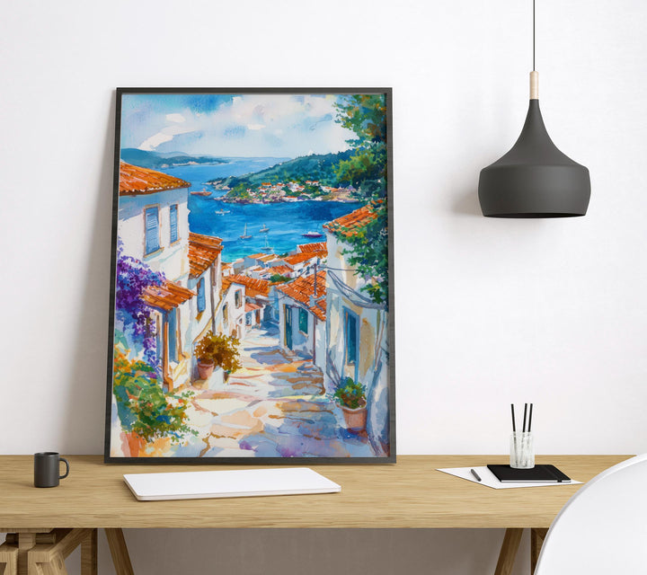 Skiathos Watercolor Poster Skiathos Travel Print Skiathos Greece Art Skiathos Island Decor Skiathos Wall Art