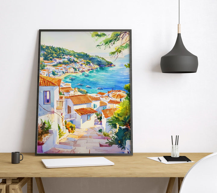 Skiathos Watercolor Poster Skiathos Travel Print Skiathos Greece Art Skiathos Island Decor Skiathos Wall Art