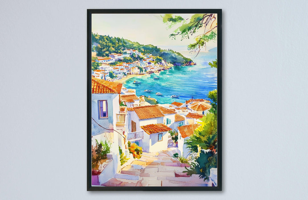Skiathos Watercolor Poster Skiathos Travel Print Skiathos Greece Art Skiathos Island Decor Skiathos Wall Art