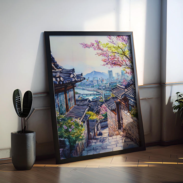 Seoul Watercolor Poster Seoul Travel Print Seoul South Korea Art Seoul City Decor Seoul Wall Art