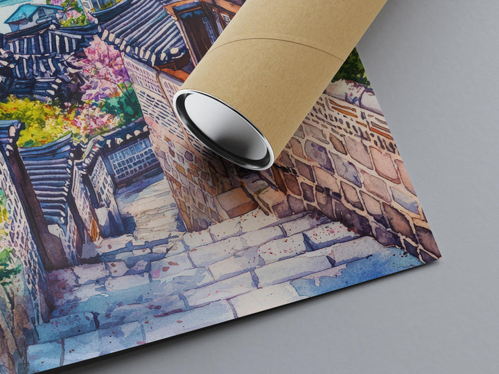 Seoul Watercolor Poster Seoul Travel Print Seoul South Korea Art Seoul City Decor Seoul Wall Art
