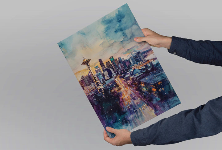 Seattle Watercolor Poster Seattle Travel Print Seattle City Art Seattle Washington Decor Seattle Wall Art
