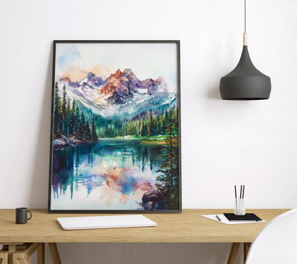 Rocky Mountain Watercolor Poster Rocky Mountain Travel Print Rocky Mountain National Park Art Rocky Mountain Decor Rocky Mountain Wall Art