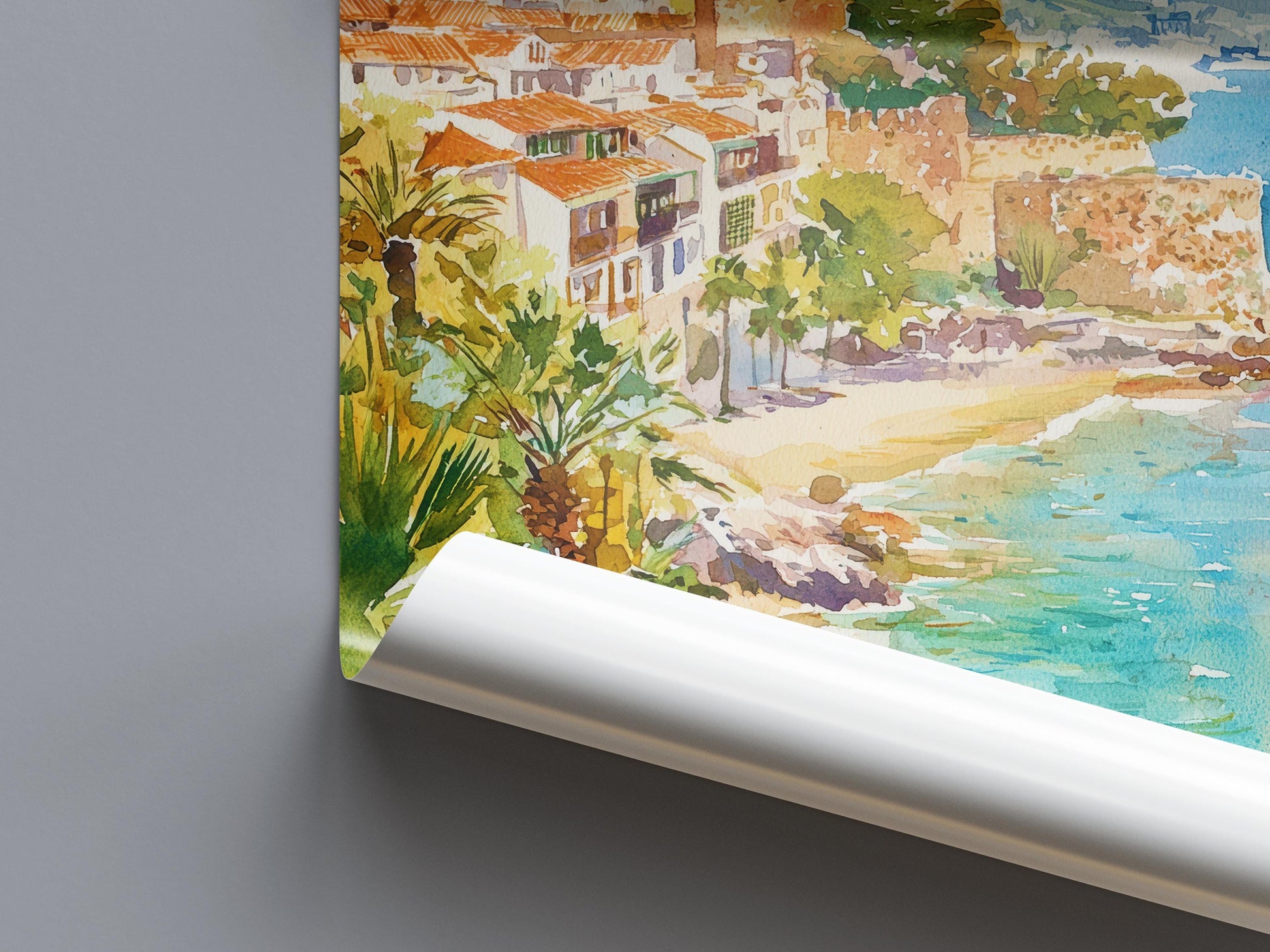 Malaga Watercolor Poster Malaga Travel Print Malaga Spain Art Malaga City Decor Malaga Wall Art
